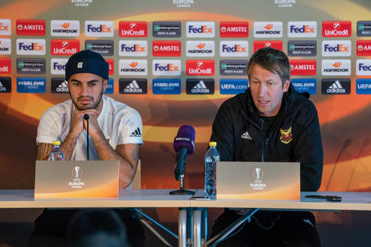 Östersunds Brwa Nouri och tränare Graham Potter