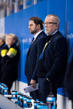 Leif Boork, head coach of Sweden, prior the ice hockey