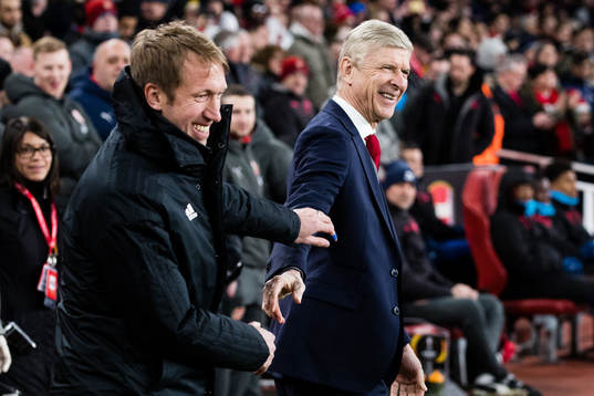 Östersunds tränare Graham Potter och Arsenals manager Arsene Wenger