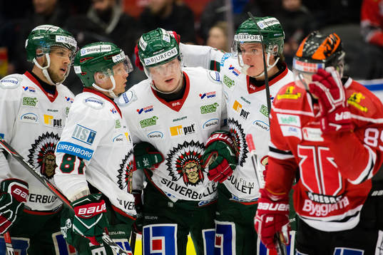 Frölundas Christoffer Ehn och Carl Grundström jublar