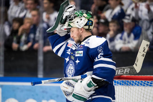 Leksands målvakt Robin Rahm  i ishockeymatchen i