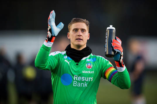 Helsingborgs målvakt Pär Hansson fotbollsmatchen i Svenska Cupen mellan Helsingborg och Tvååker den 3 mars 2018 i Helsingborg.