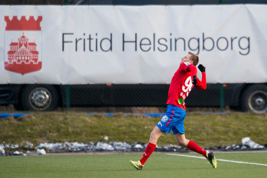Helsingborgs Anda Runar Bjärnason jublar
