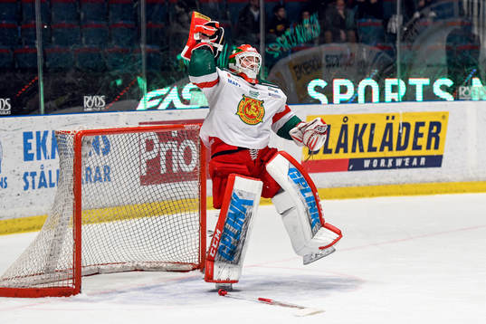 Moras målvakt Mattias Pettersson jublar