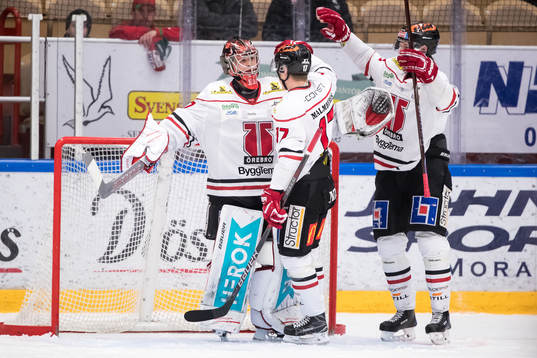 Örebros målvakt Eero Kilpeläinen och Daniel Viksten