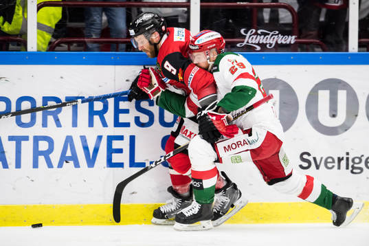 Malmö Redhawks Frederik Storm och Moras Marcus Fagerudd