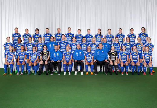  Emma Nordahl, Tilda Agardius, Sanna Stensson, Wilma Karlsson, Mathilda Nilsson, Elenore Larsson, Emilia Hansson, Lisa Persson, Yasmine Schuster Forsberg, Felicia da Silva, Emma Vaughan, Lina Olsson, Sofia Olsson. Mittenledet från vänster: Hanna Johansson, Josephine Chukwunonye, Elin Jönsson, Matilda Beike, assisterande tränare Johan Willander, Frida Matsson, Elin Andersson, Lovisa Kalling, Olivia Johansson, assisterande tränare - medical Rickard Tuvhag, Linnea Johansson, Sofia Larsson, Emma Björklund, Niki Gustafsson. Sittande från vänster: Elin Magnusson, Emma Magnusson, Lova Hansson, Hanna Andersson, assisterande tränare Michael Holm, Jenny Johansson, tränare Stefan Ekstrand, Gina Toresten, målvaktstränare Jonas Hjelm, Elin Vaughan, Maja Ericsson, Vilma Holm, Ellinor Månsson.