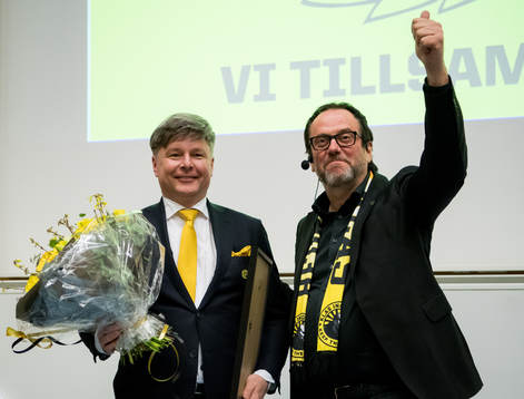 Avgående ordförande Bo Johansson och nytillträde ordförande Sune Lundqvist