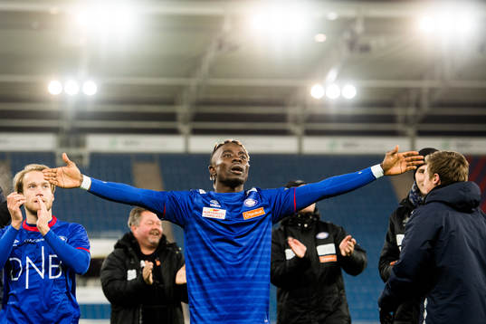 Sam Johnson of Vålerenga celebrates