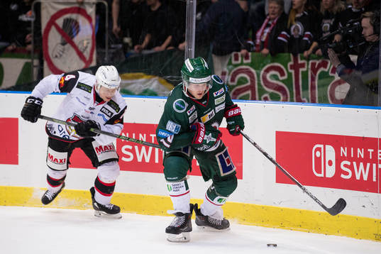 Frölundas Max Friberg före Malmö Redhawks Tuukka