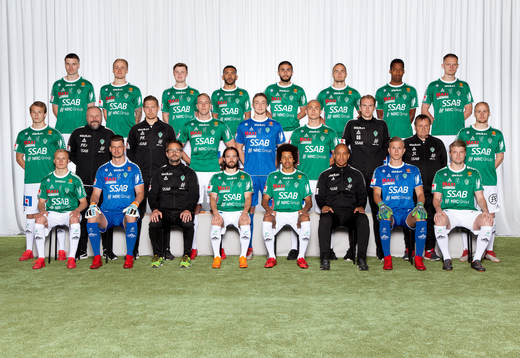  Marcus Astvald, Anton Lundin, Erik Larsson, Jalid Kerkich Amar, Memocan Elalmis, Benjamin Hjertstrand, Mihlali Mayambela, Simon, Alexandersson. Mittenledet från vänster: Alex Zetterström, målvaktstränare Peter Kristoffersson, kiropraktor Peter Karmala, Mattias Liljestrand, Filip Ros, Carlos Garcia, assisterande tränare William Bergendahl, materialare Janne Lövgren, Oscar Lundin. Sittande från vänster: Viktor Berg, Peter Rosendahl, assisterande tränare Bernhard Brcic, Robbin Selin, Simon Stenberg, huvudtränare Kleber Saarenpää, Oliver Bergman, Erik Nilsson.