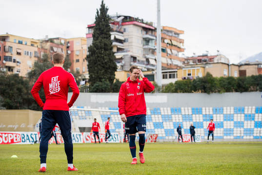 Martin Ødegaard and Stefan Johansen of Norway