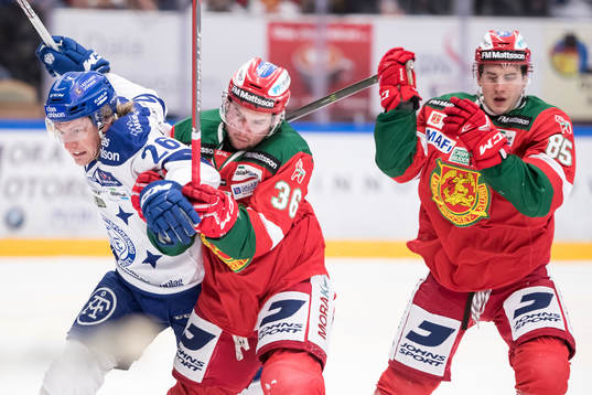 Leksands Patrik Norén och Moras Jason Akeson  och Michael