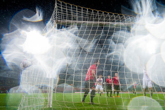 Kristoffer Ajer and Tarik Elyounoussi of Norway celebrate