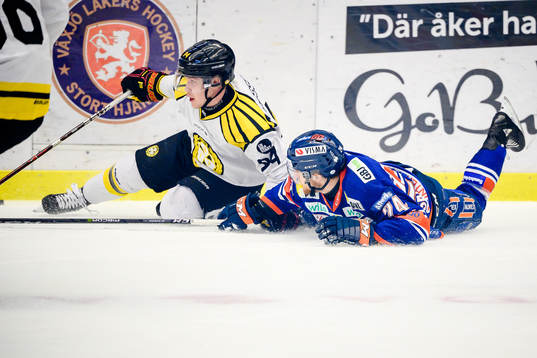 Brynäs Henrik Larsson och Växjös Brendan Shinnimin faller