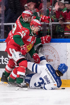 Moras Brandon Gormley och Jacob Nilsson och Leksands Anton