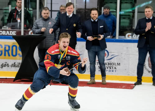 Djurgårdens Lagkapten Ludvig Hedström jublar med SM