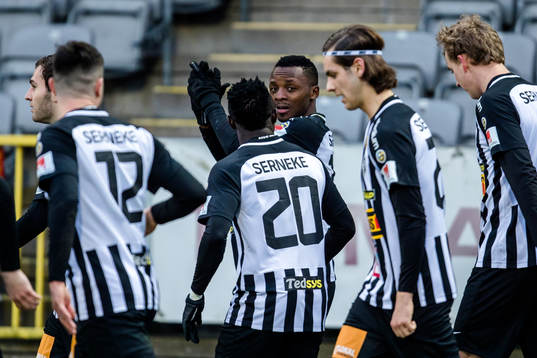 Landskronas Monday Samuel jublar efter 1-1 