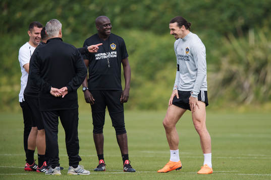 Zlatan Ibrahimovic skrattar ihop med ledare