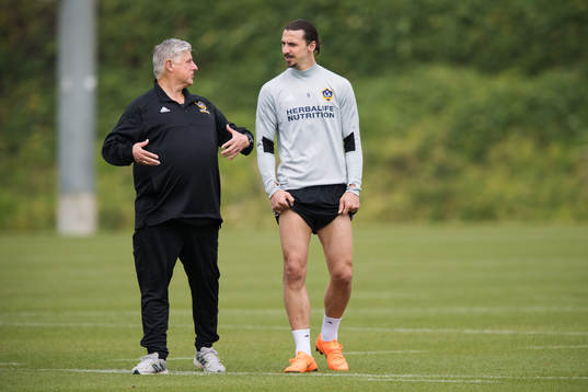 Tränaren Sigi Schmid och Zlatan Ibrahimovic