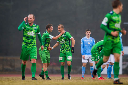 Ståle Steen Sæthre of Nest-Sotra celebrates after scoring 1-0