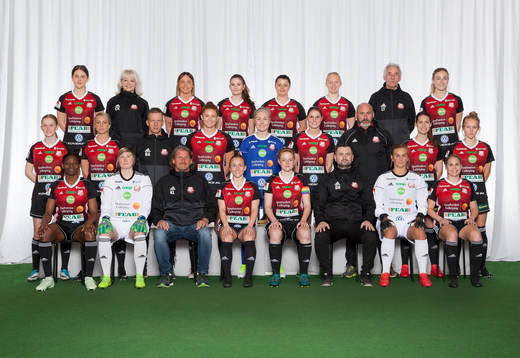  Moa Heinulf, kordinator Catarina Källgren, Marie Sandberg, Irma Jusanovic, Besmira Morina, Evelina Klasson, materialare Lennart Täng, Shannon Horgan. Mittenledet från vänster: Linn Åkegårdh, Kayla Braffett, fystränare Björn Andersson, Taylor Townsend, Jonna Andersson, Sandra Lagerbratt, målvaktstränare Per Lovborn, Carin Berling, Julia Moore. Sittande från vänster: Sarah Michael, Sara Alexandersson, tränare Kjell Larsson, Heather Willams, Caroline Olsson, assisterande tränare Semir Hasanbegovic, Amanda Nordberg, Caroline Berling. 