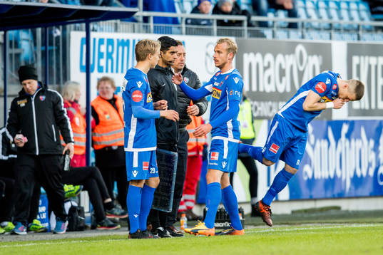 Flamur Kastrati of Sandefjord comes on for Pontus Engblom