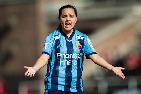 Djurgårdens Malin Diaz reagerar