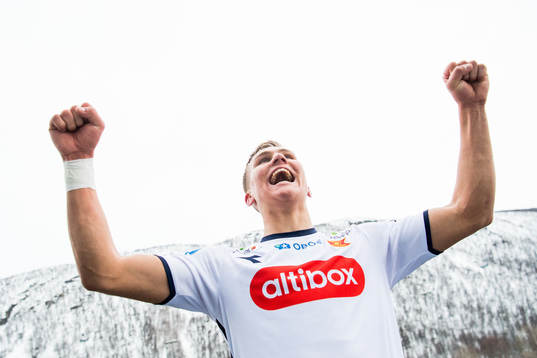 Leo Skiri Østigaard of Viking celebrates