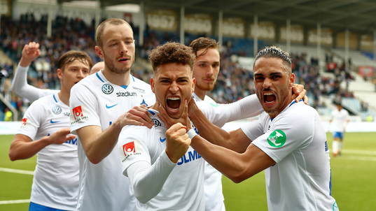 Norrköpings Jordan Larsson och Alexander Jakobsen jublar