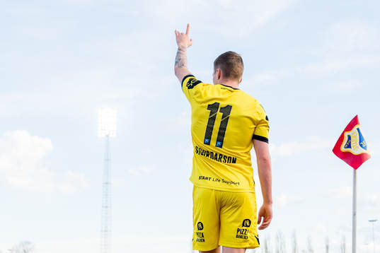 Aron Sigurdarson of Start prepares to take a corner kick