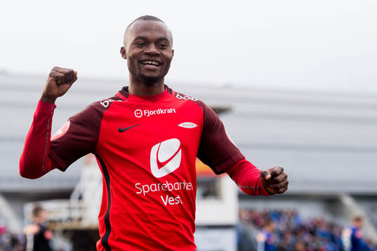Gilbert Koomson of Brann celebrates the 1-0 goal