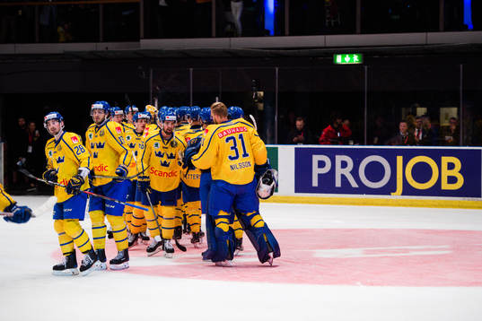 Sveriges spelare jublar