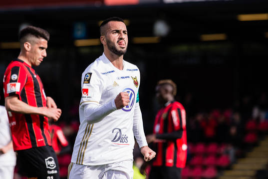 Östersunds Brwa Nouri jublar efter 1-0 på straff