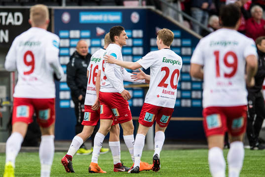 Youssef Chaib of Fredrikstad celebrates after the 1-3 goal