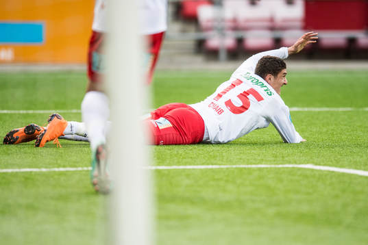Youssef Chaib of Fredrikstad wants a penalty