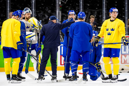 Målvaktstränare Stefan Ladhe ger instruktioner