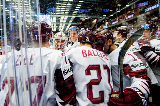 Rudolfs Balcers of Latvia celebrates