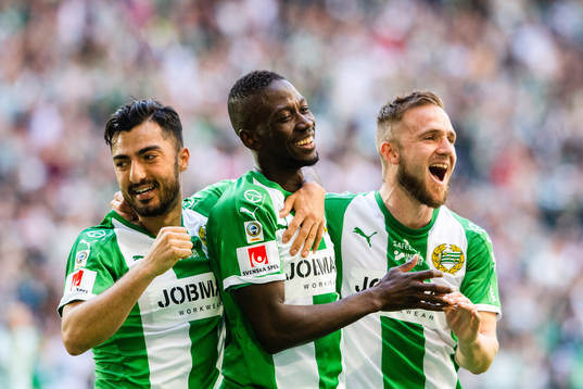 Hammarbys Jiloan Hamad och Pa Amat Dibba och Mats Solheim