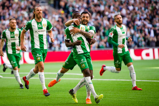 Hammarbys Jiloan Hamad och Pa Amat Dibba jublar