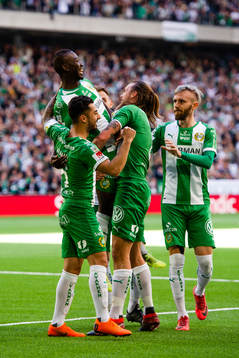 Hammarbys Björn Paulsen och Pa Amat Dibba jublar