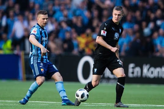 Djurgårdens Jesper Karlström och Malmö FFs Mattias