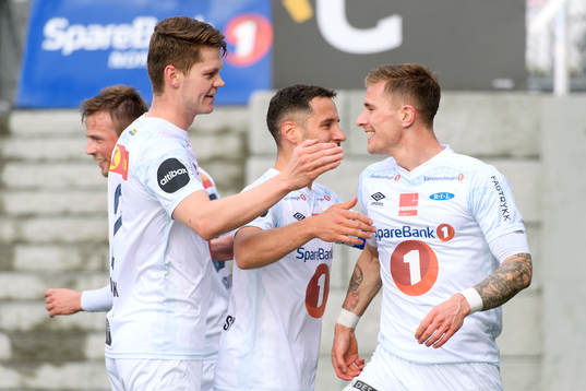 Erik Tønne of Ranheim celebrates after scoring 0-1