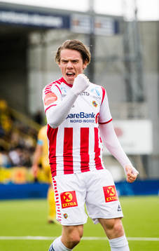 Robert Taylor of Tromsø celebrates the 0-1 goal