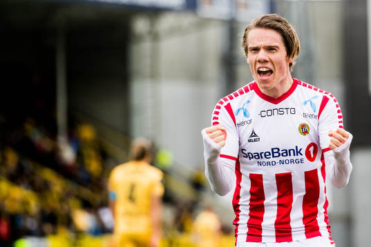 Robert Taylor of Tromsø celebrates the 0-1 goal