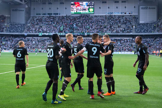 Malmö FF jublar efter 1-2 av Mattias Svanberg