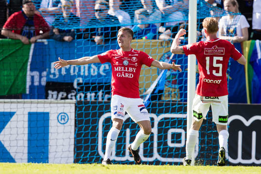 Trelleborgs Felix Hörberg jublar efter 0-1