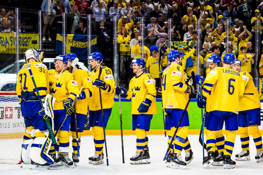 Sveriges målvakt Anders Nilsson jublar