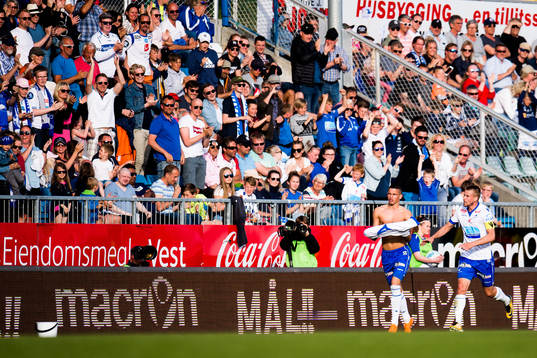Kristoffer Velde of Haugesund celebrates the 1-2 goal