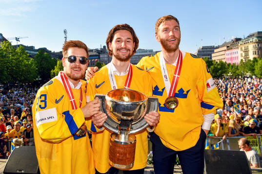Sveriges Viktor Arvidsson, Filip Forsberg och Mattias